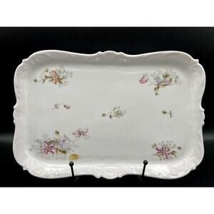 Dresden Germany 11.5” x 8” Porcelain Floral Rectangle Vanity Tray
